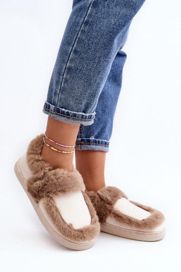 Slippers met bont beige Sailey