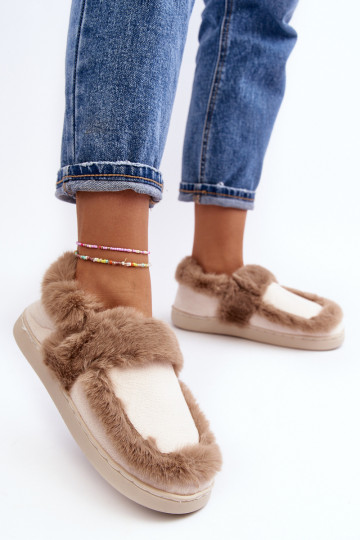Slippers met bont beige Sailey 2