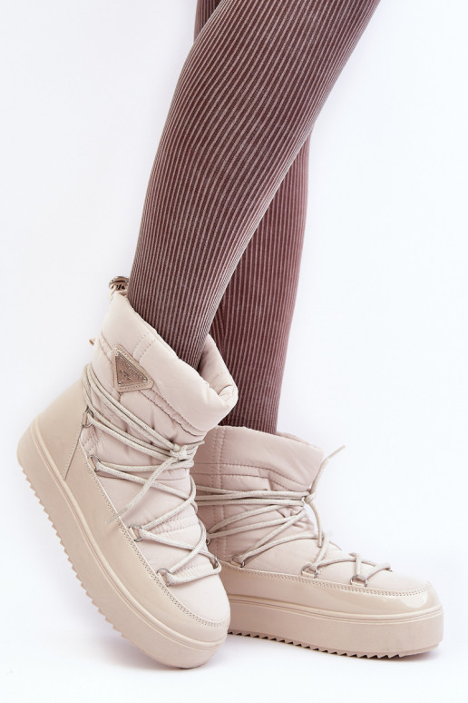 snowboots met plateau en stijlvolle details in beige Fleure snowboots met plateau en stijlvolle details in beige Fleure