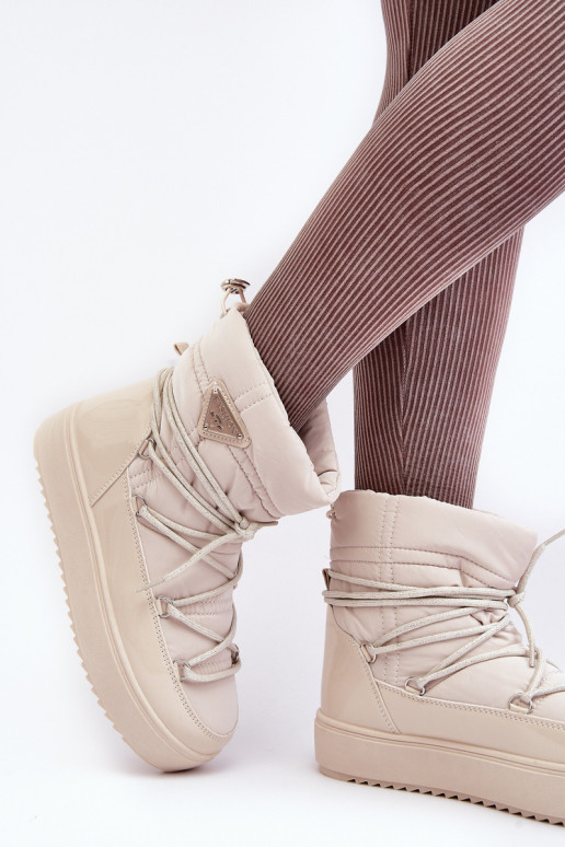 snowboots met plateau en stijlvolle details in beige Fleure snowboots met plateau en stijlvolle details in beige Fleure