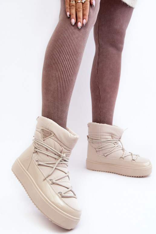 snowboots met plateau en stijlvolle details in beige Fleure snowboots met plateau en stijlvolle details in beige Fleure
