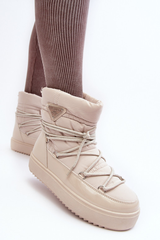 snowboots met plateau en stijlvolle details in beige Fleure snowboots met plateau en stijlvolle details in beige Fleure
