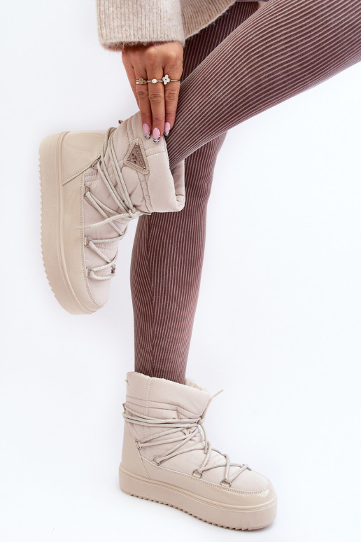 snowboots met plateau en stijlvolle details in beige Fleure snowboots met plateau en stijlvolle details in beige Fleure