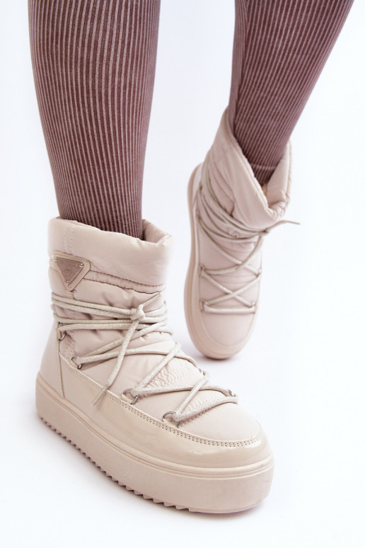 snowboots met plateau en stijlvolle details in beige Fleure snowboots met plateau en stijlvolle details in beige Fleure