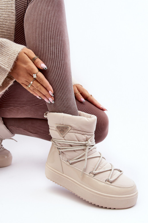 snowboots met plateau en stijlvolle details in beige Fleure snowboots met plateau en stijlvolle details in beige Fleure