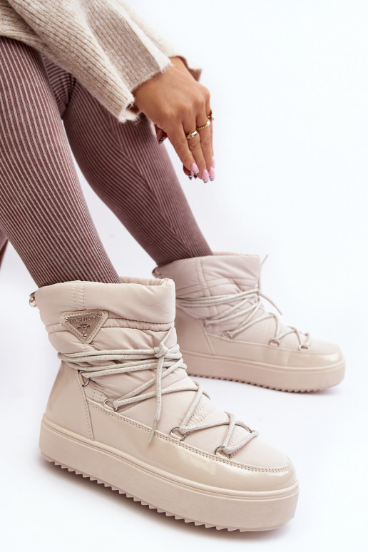 snowboots met plateau en stijlvolle details in beige Fleure snowboots met plateau en stijlvolle details in beige Fleure