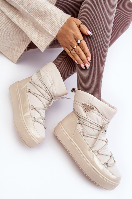 snowboots met plateau en stijlvolle details in beige Fleure snowboots met plateau en stijlvolle details in beige Fleure