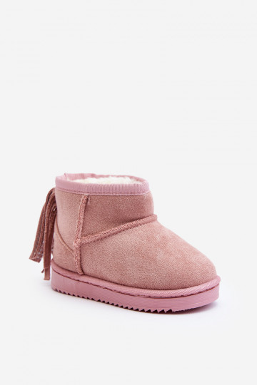 Warme kinderwinterlaarzen met franjes roze Mikyla