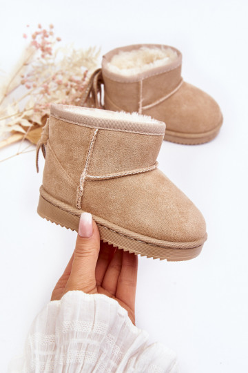Warme kinderwinterlaarzen met franjes beige Mikyla 2