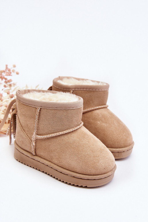 Warme kinderwinterlaarzen met franjes beige Mikyla