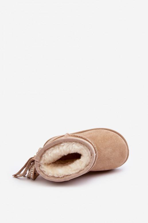 Warme kinderwinterlaarzen met franjes beige Mikyla