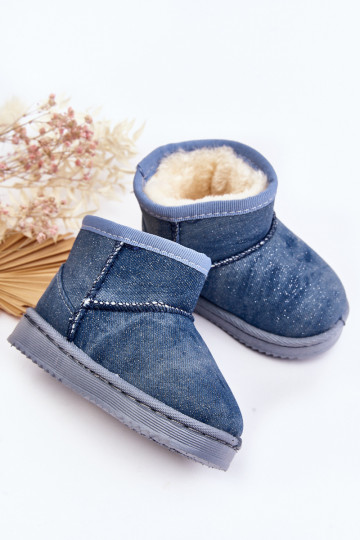 Kinder snowboots Laarzen met glans in de blauwe kleur Sulinne 2