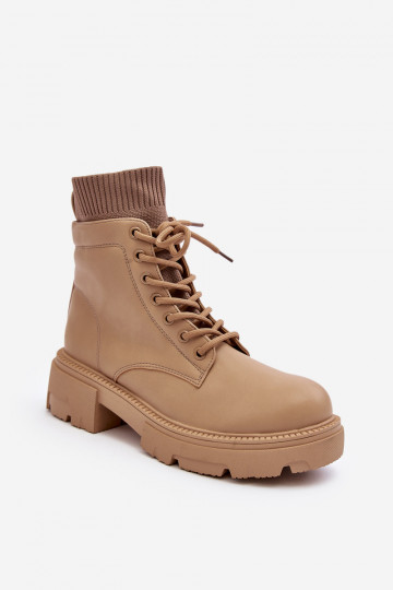 schoenen Dameslaarzen met sokzool, beige Rivella