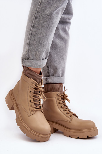 schoenen Dameslaarzen met sokzool, beige Rivella 2