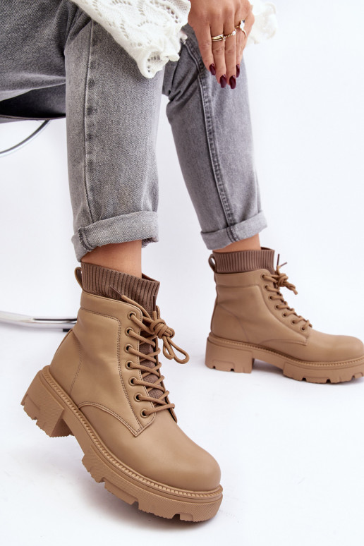 schoenen Dameslaarzen met sokzool, beige Rivella schoenen Dameslaarzen met sokzool, beige Rivella