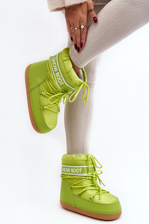 Winterlaarzen met veters in de groene kleur Soia Winterlaarzen met veters in de groene kleur Soia