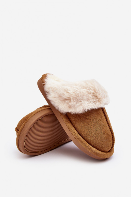 Kinderslofjes met bont in de bruine kleur Befana