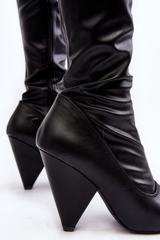 lange laarzen met hakken Eco leer Lu Boo zwarte kleur