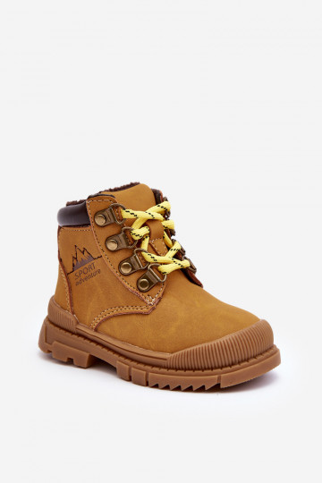 Warme kinderschoenen laarsjes kleur bruin Walter