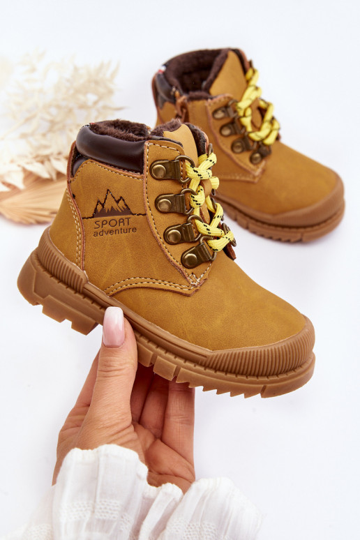 Warme kinderschoenen laarsjes kleur bruin Walter