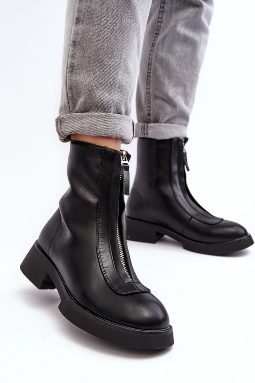 Laarzen met brede hakken met ritsen in de kleur zwart Elkasa