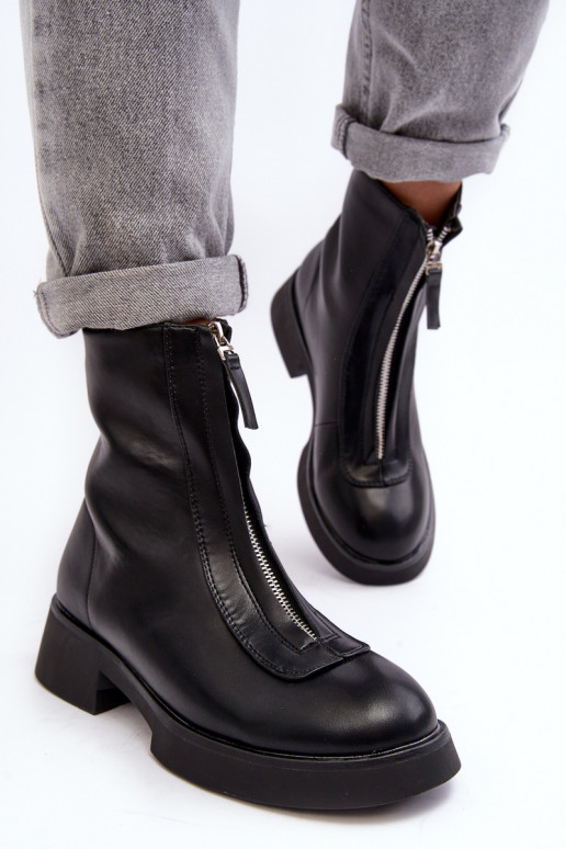 Laarzen met brede hakken met ritsen in de kleur zwart Elkasa