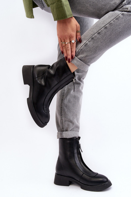 Laarzen met brede hakken met ritsen in de kleur zwart Elkasa