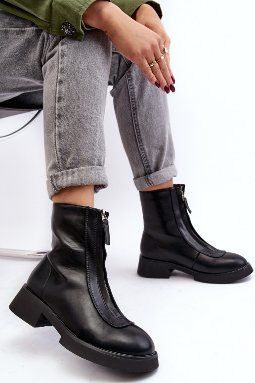 Laarzen met brede hakken met ritsen in de kleur zwart Elkasa