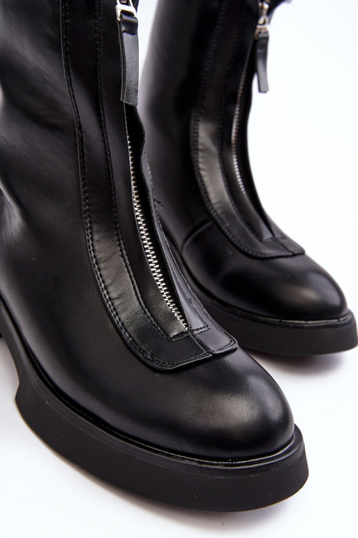 Laarzen met brede hakken met ritsen in de kleur zwart Elkasa