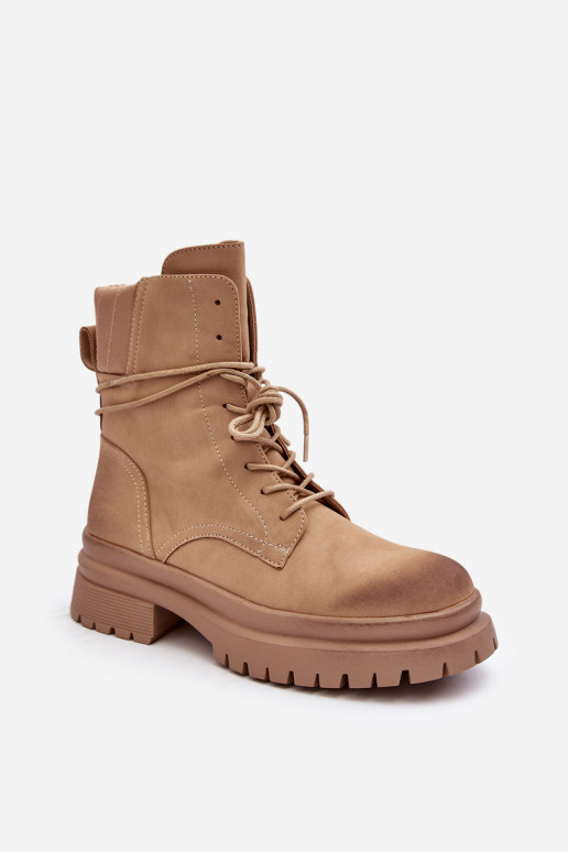 Dameslaarzen met massieve zool beige Narelona