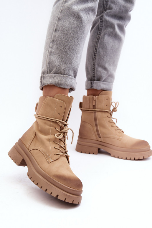 Dameslaarzen met massieve zool beige Narelona