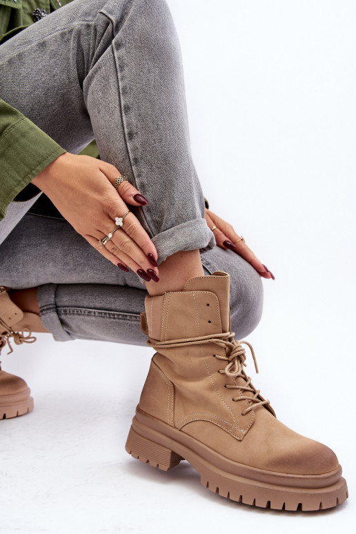 Dameslaarzen met massieve zool beige Narelona