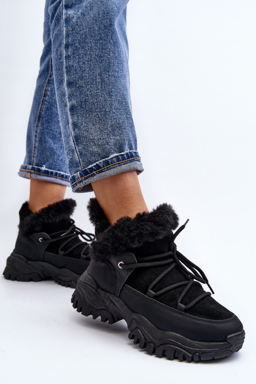 Dameslaarzen met bont in zwart Cresandi