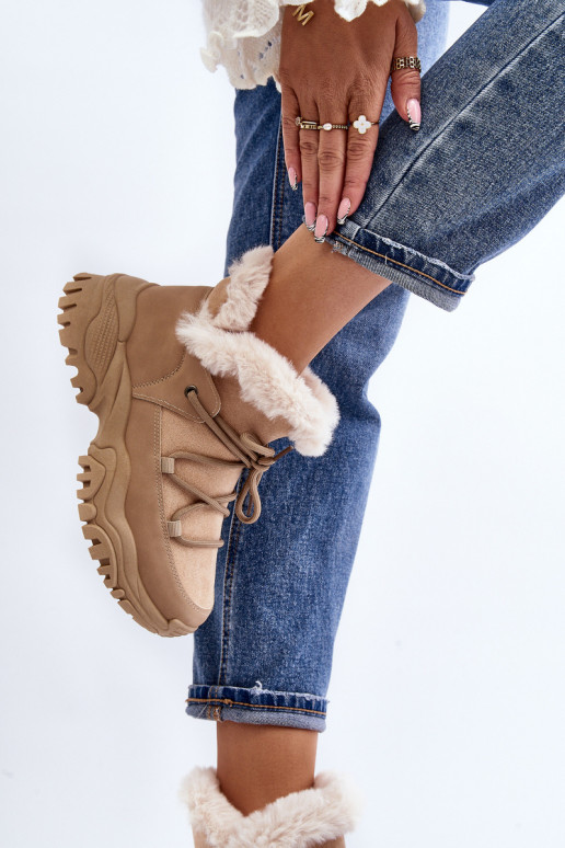 Dameslaarzen met bont beige Cresandi Dameslaarzen met bont beige Cresandi