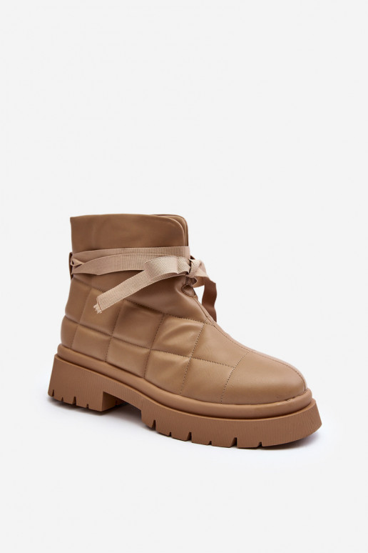 Laarzen met gewatteerde patronen in kaki kleur Bizzanti Laarzen met gewatteerde patronen in kaki kleur Bizzanti