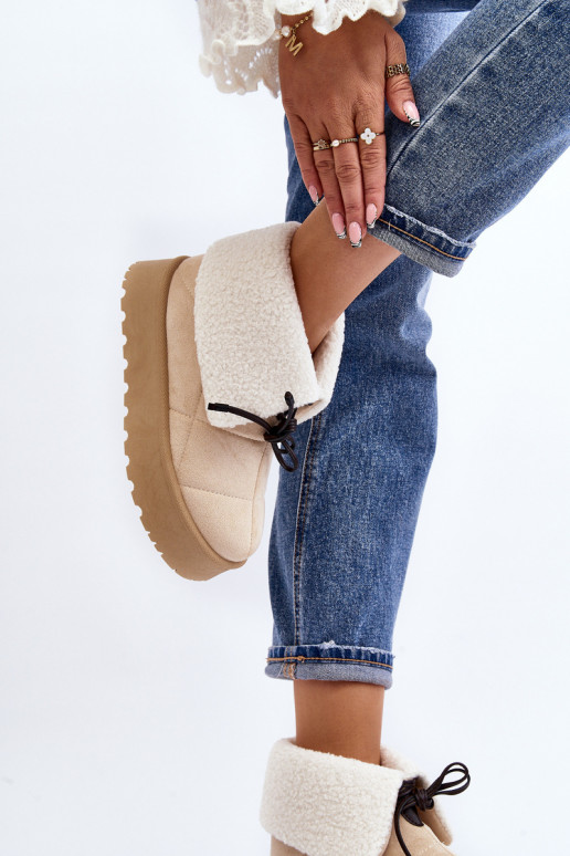 snowboots met platform met verwarming in ivoor Olimuka snowboots met platform met verwarming in ivoor Olimuka