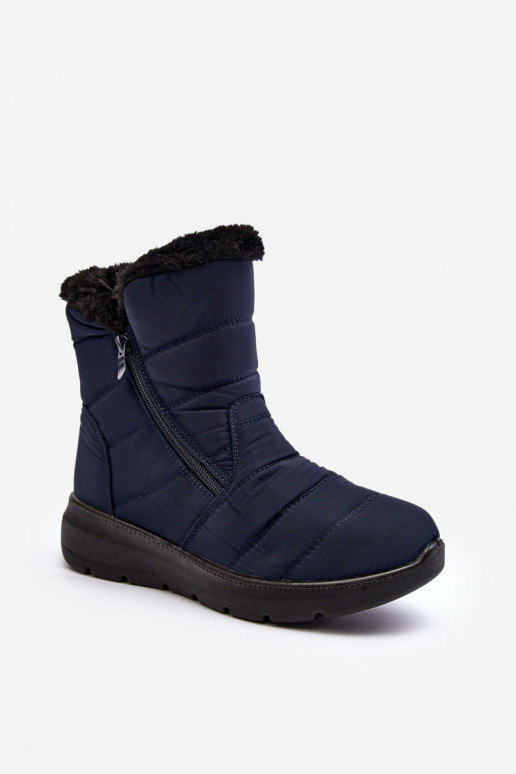 Snowboots met rits en bont in donkerblauw Zeuna Snowboots met rits en bont in donkerblauw Zeuna