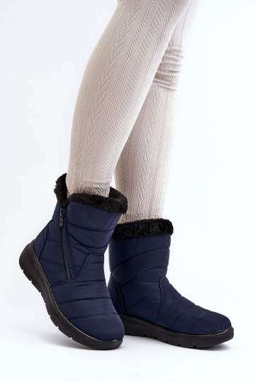 Snowboots met rits en bont in donkerblauw Zeuna 2