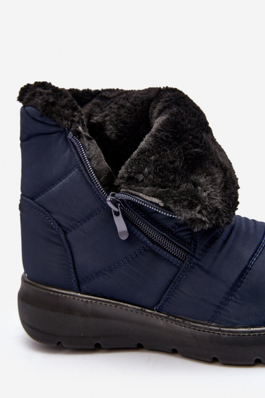 Snowboots met rits en bont in donkerblauw Zeuna Snowboots met rits en bont in donkerblauw Zeuna