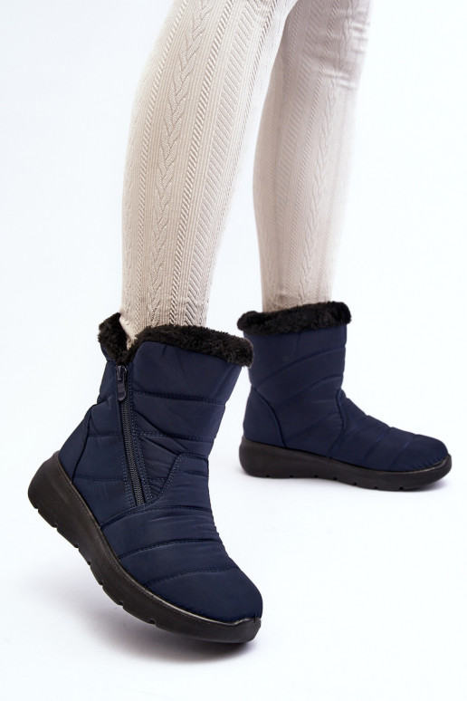 Snowboots met rits en bont in donkerblauw Zeuna Snowboots met rits en bont in donkerblauw Zeuna