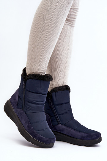snowboots met bont in donkerblauw Primose 2