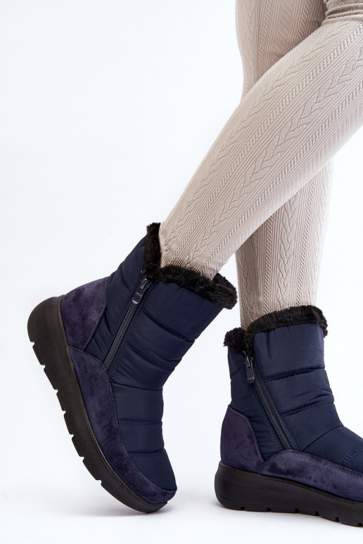 snowboots met bont in donkerblauw Primose