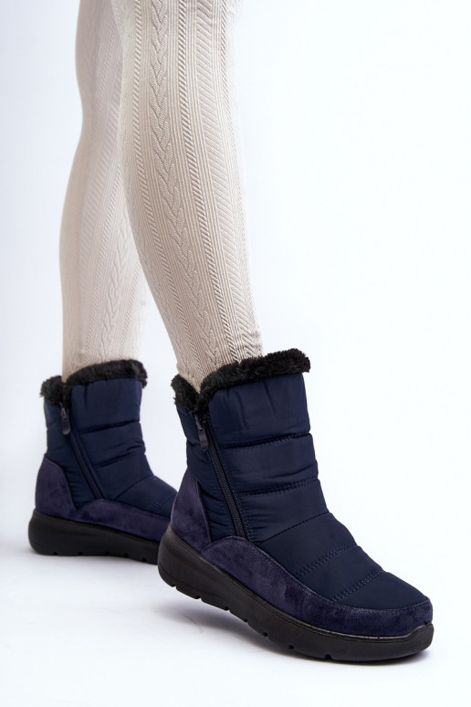 snowboots met bont in donkerblauw Primose