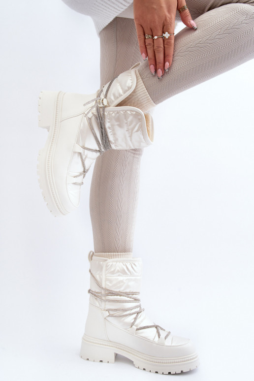 Warme snowboots in de witte kleur Rilana Warme snowboots in de witte kleur Rilana