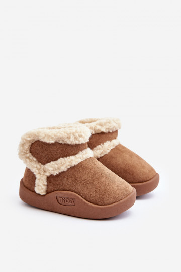 Kindersnowboots met zelfklevende sluitingen in de bruine kleur Unitia
