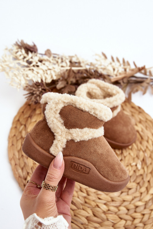 Kindersnowboots met zelfklevende sluitingen in de bruine kleur Unitia Kindersnowboots met zelfklevende sluitingen in de bruine kleur Unitia