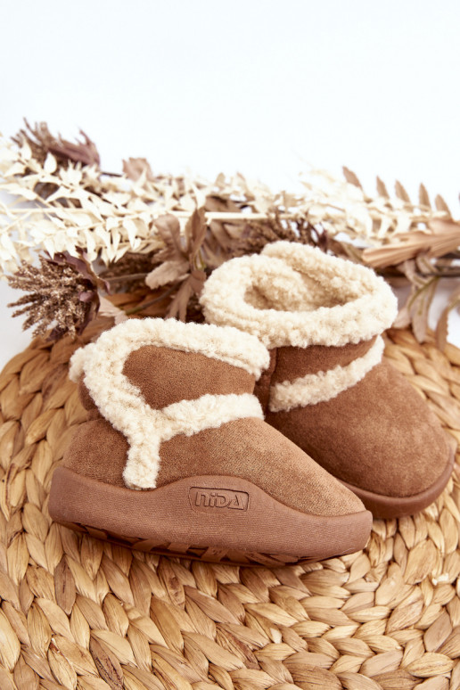 Kindersnowboots met zelfklevende sluitingen in de bruine kleur Unitia Kindersnowboots met zelfklevende sluitingen in de bruine kleur Unitia