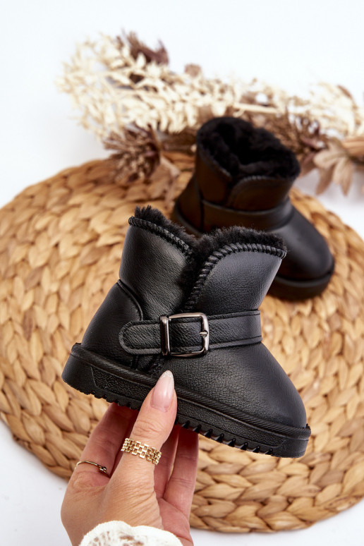 Kinder Eco snowboots met bandjes in de zwarte kleur Orinor