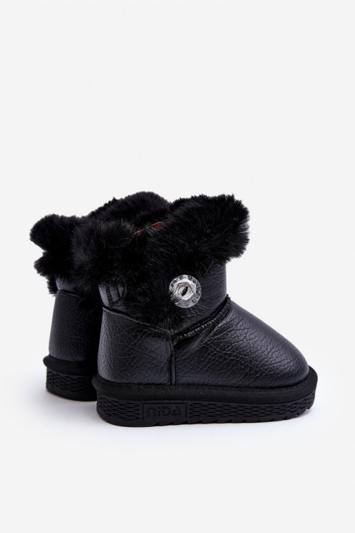 verwarmde snowboots met bont in de kleur zwart Bessie