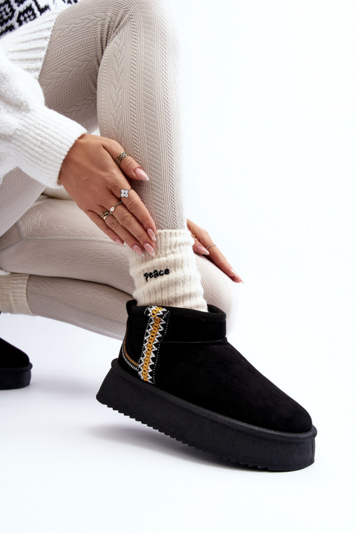 Platform snowboots met patroon in zwart Udra Platform snowboots met patroon in zwart Udra